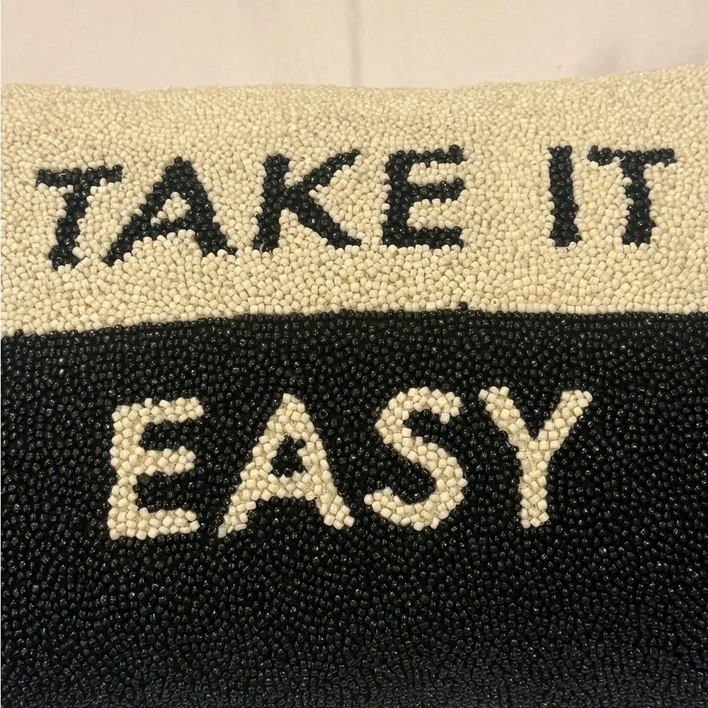 Kate Spade Target Collab Black and White 'Take It Easy' Beaded Pillow